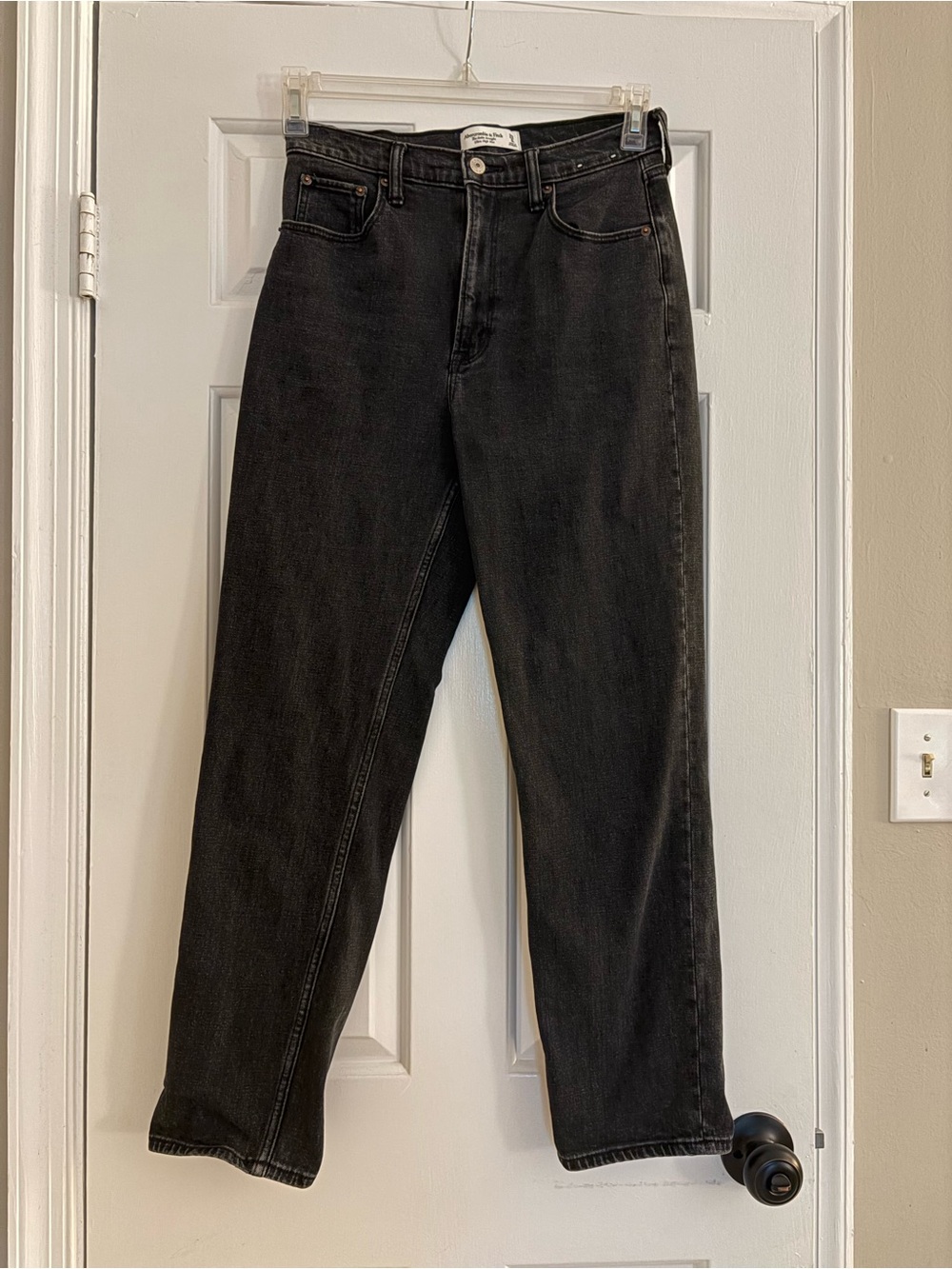 Abercrombie Classic Black High-Waist Straight Leg Jeans